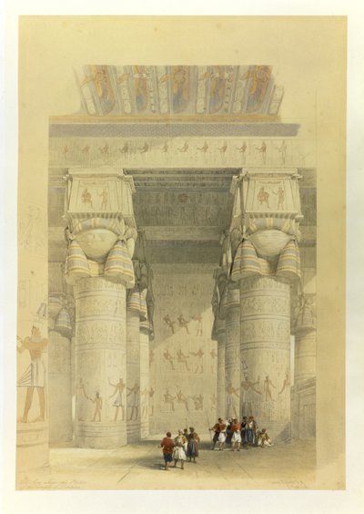 Blick unter dem Portikus des Tempels von Dendarah, aus Ägypten und Nubien, Bd.1 von David Roberts